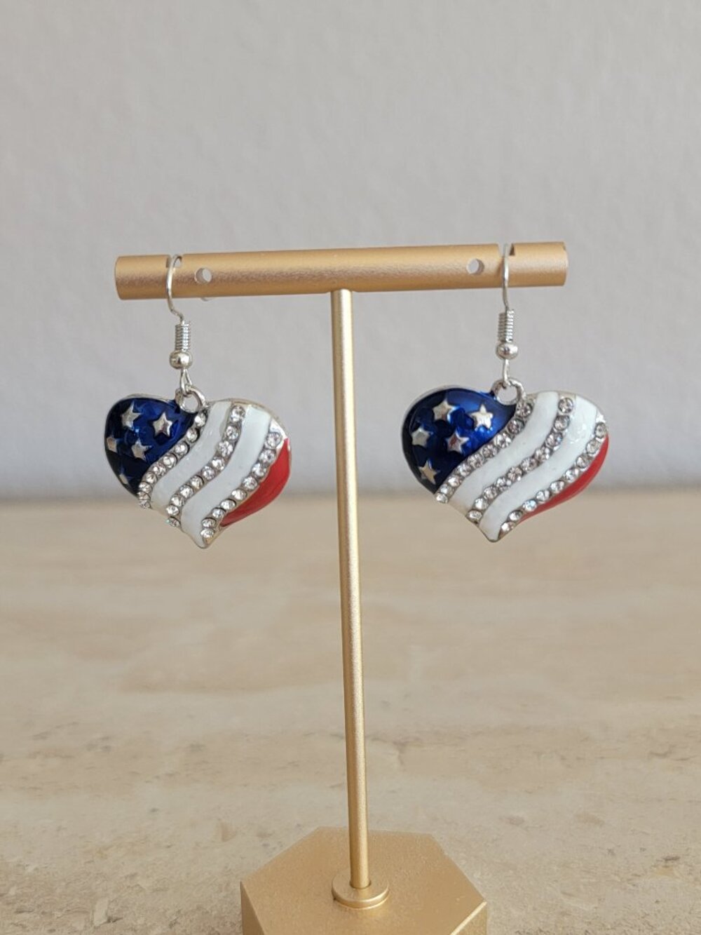 4th of July Patriotic Dangle Earrings for Women American Heart NEW